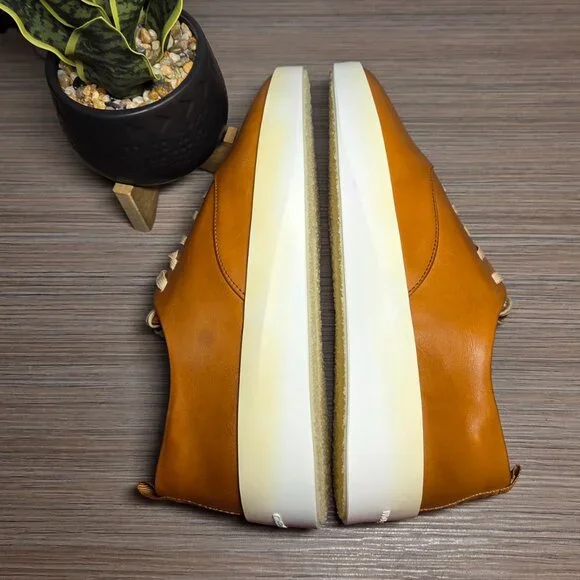 Wolf & Shepherd Cruise Lace-Up Fair Sneakers M7.5 / W9 Honey Leather White Sole - Picture 6 of 12